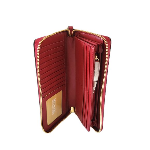 Michael Kors Jet Set Travel Large Travel Continental Wallet Cherry Leather - Picture 6 of 6